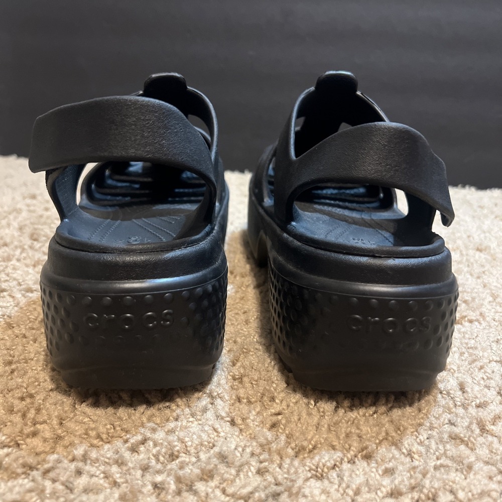 Crocs Stomp Fisherman Platform Sandals Black  Women's 10 Men's 8 Chunky - Picture 6 of 8